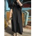 Solid Color Long Sleeve Lapel Knotted Maxi Shirt Dress