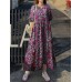 Floral Print Half Sleeve O  neck Loose Dress