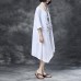 women Midi-length cotton dress trendy plus size Loose Round Neck Embroidered Irregular Cotton Dress