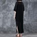 New pure linen tops plus size Lacing Knitting Dress Black Two Pieces With Suspenders